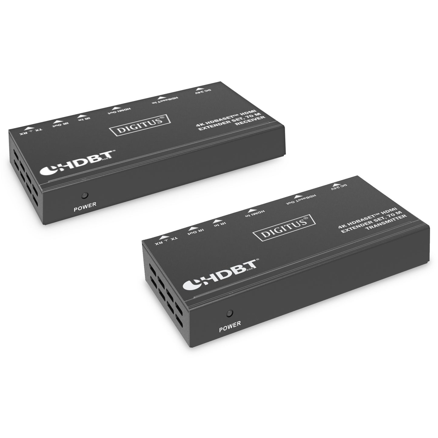 Digitus 4K HDBaseT™ HDMI Extender set. 70 m. 3840 x 2160 piksela. AV predajnik i prijemnik. 70 m. Žični. Crni. HDCP.