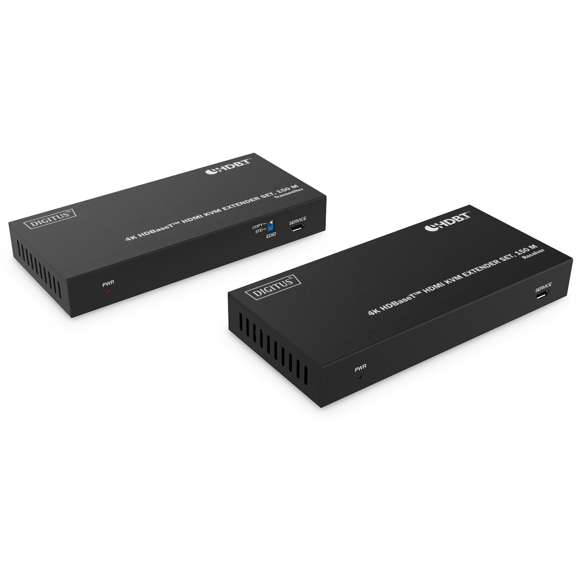Digitus 4K HDBaseT™ HDMI KVM set produživača. 150 m. 3840 x 2160 piksela. Predajnik i prijemnik. 100 m. Žični. Crni. HDCP.