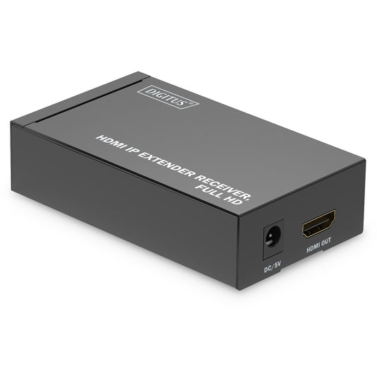 Digitus HDMI IP Extender prijemnik. Full HD. 1920 x 1080 piksela. AV prijemnik. 120 m kabla. Žični. Crni. HDCP.