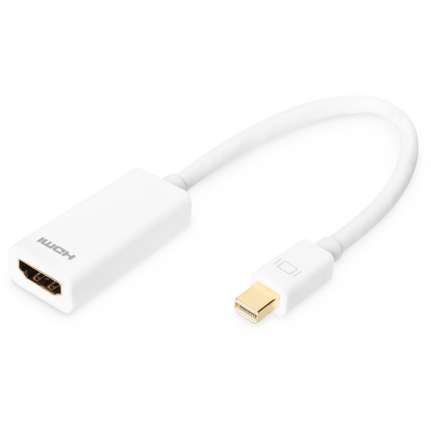 Digitus DisplayPort adapter kabel - Mini DP na HDMI Tip A. 0,15 m. Mini DisplayPort. HDMI Tip A (standardni). Muški. Ženski. Zlatni.