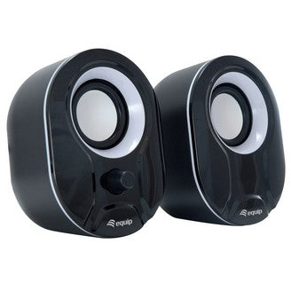 Equipi stereo 2.0 zvučnicima. 2.0 kanala. Žični. 3 W. 80 - 20 Hz. 40 oma. Crno-bijeli.