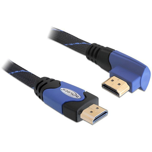 DeLOCK 2m HDMI velike brzine 1.4. 2 m. HDMI tip A (standardni). HDMI tip A (standardni). 4096x2160 piksela. 3D. Crna. Plava.