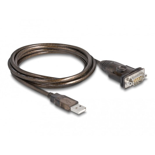 DeLOCK USB 2.0 Tip-A na 1 x serijski RS-232 D-Sub 9-pinski adapter s maticama, 1,5 m, crni. 1,5 m USB Tip-A. DB-9. Muški. Muški