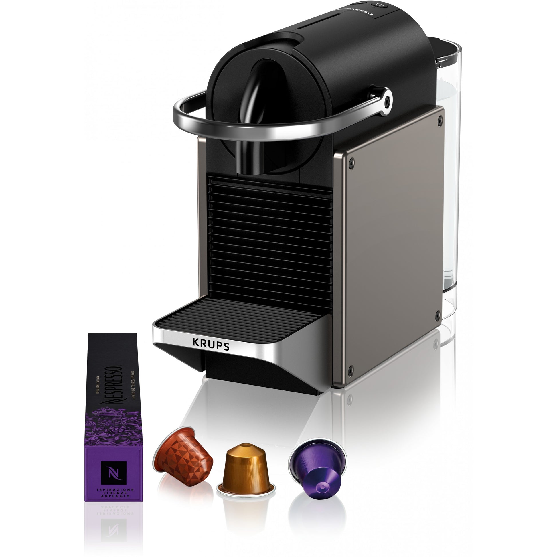 Krups Pixie XN306T10. Aparat za kafu sa kapsulama. 0,7 l. Kapsula za kafu. 1260 W. Crna. Titanijum.