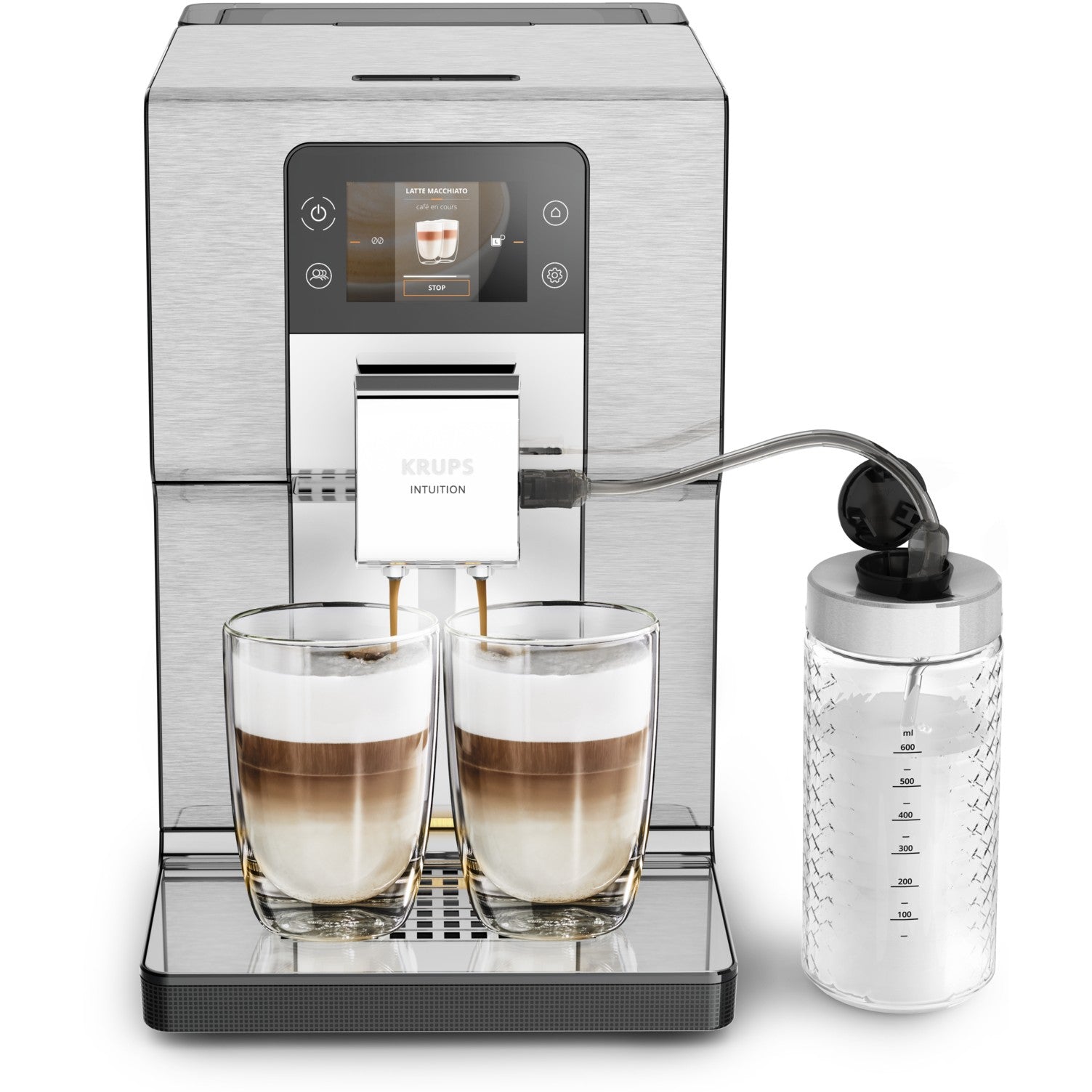 Krups Intuition Experience+ EA877D10. Aparat za espresso. Kapacitet zrna kafe 3 l. Ugrađeni mlin za kafu. 1550 W. Crna. Brušeni čelik.