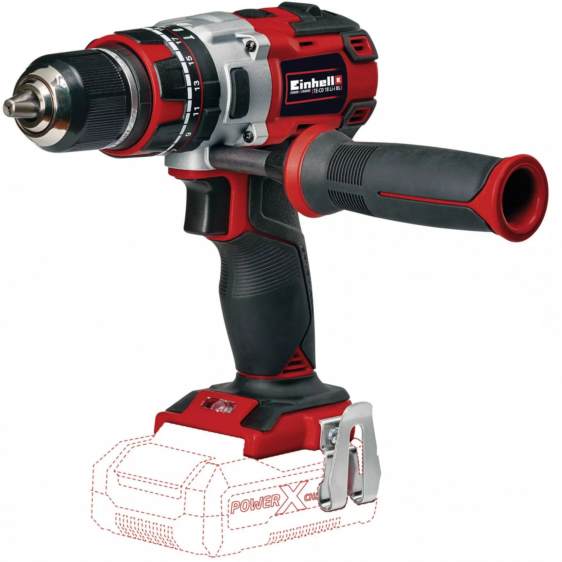Einhell TE-CD 18 Li-i. Ručna bušilica. Bez ključa. Crna. Crvena. 1,3 cm. 1 cm. 500 o/min