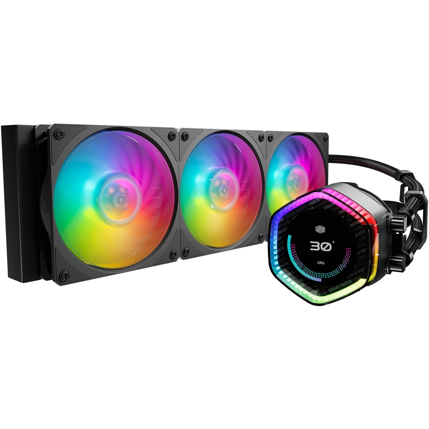Cooler Master MasterLiquid 360 ION. Višenamjenski hladnjak s tekućinom. 12 cm. 107,1 m³/h. Crna boja.