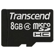 Transcend TS8GUSDC4. 8 GB. MicroSDHC. Klasa 4. Crna.