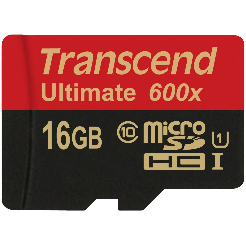 Transcend 16GB microSDHC Klasa 10 UHS-I (Ultimate). 16 GB. MicroSDHC. Klasa 10. MLC. 90MB/s. Crna. Crvena