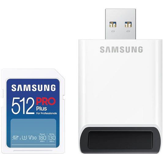 Samsung PRO Plus MB-SD512SB/WW. 512GB. SDXC. UHS-I. 180MB/s. 130MB/s. Klasa 3 (U3)
