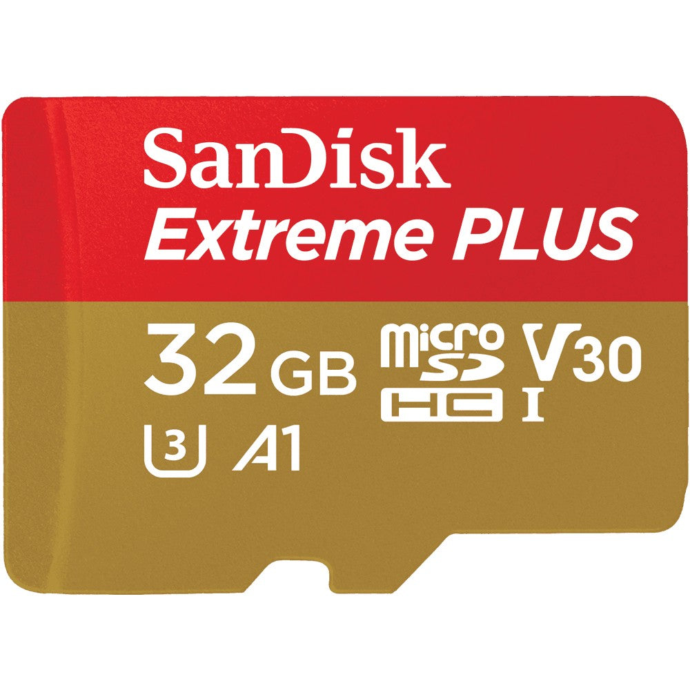 SanDisk Extreme Plus. 32 GB. MicroSDHC. UHS-I. 100 MB/s. 90 MB/s. Otporan na udarce. Otporan na temperature. Vodootporan.
