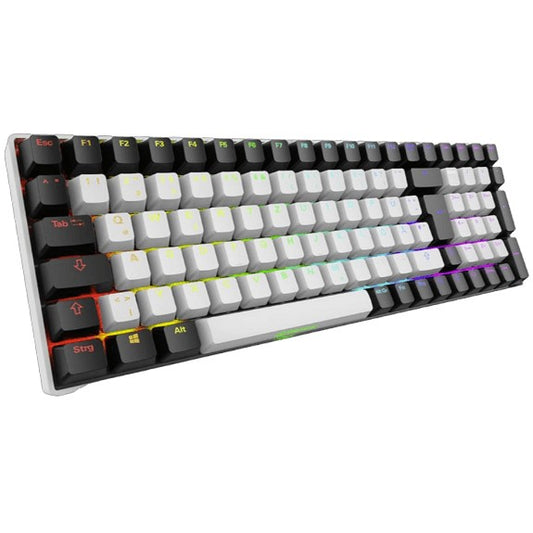 Sharkoon SGK50 S2 bk Gateron žuta DE. Bežični prekidač (80-87%). Žični i bežični. RF bežični. Mehanička tastatura. QWERTZ. LED.