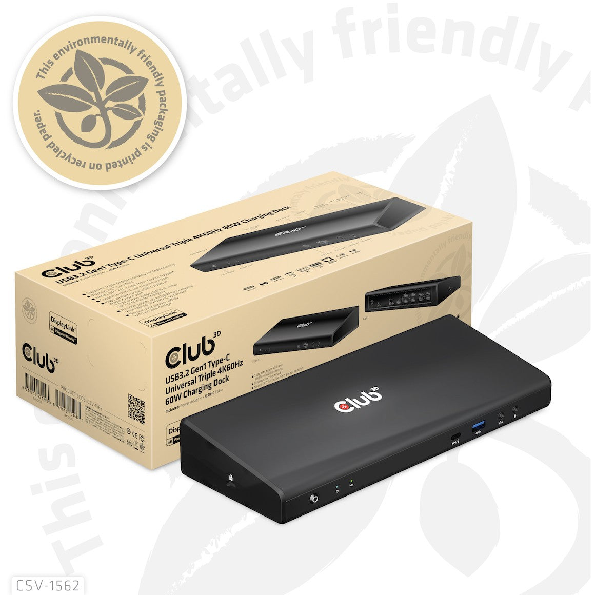 CLUB3D CSV-1562. Docking. USB 3.2 Gen 1 (3.1 Gen 1) Type-C. 3,5 mm. USB Type-A. USB Type-C. Crna. Performanse