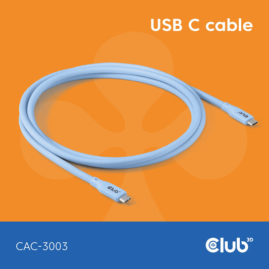 CLUB3D CAC-3003. 2 m. USB C. USB C. USB4 Gen 3x2. 40Gbps. Plavi.