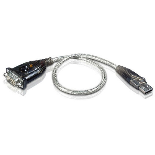 ATEN USB na RS-232 adapter (35 cm). Nerđajući čelik. Prozirni. Crni. 0,35 m. USB Tip-A. DB-9. Muški. Muški
