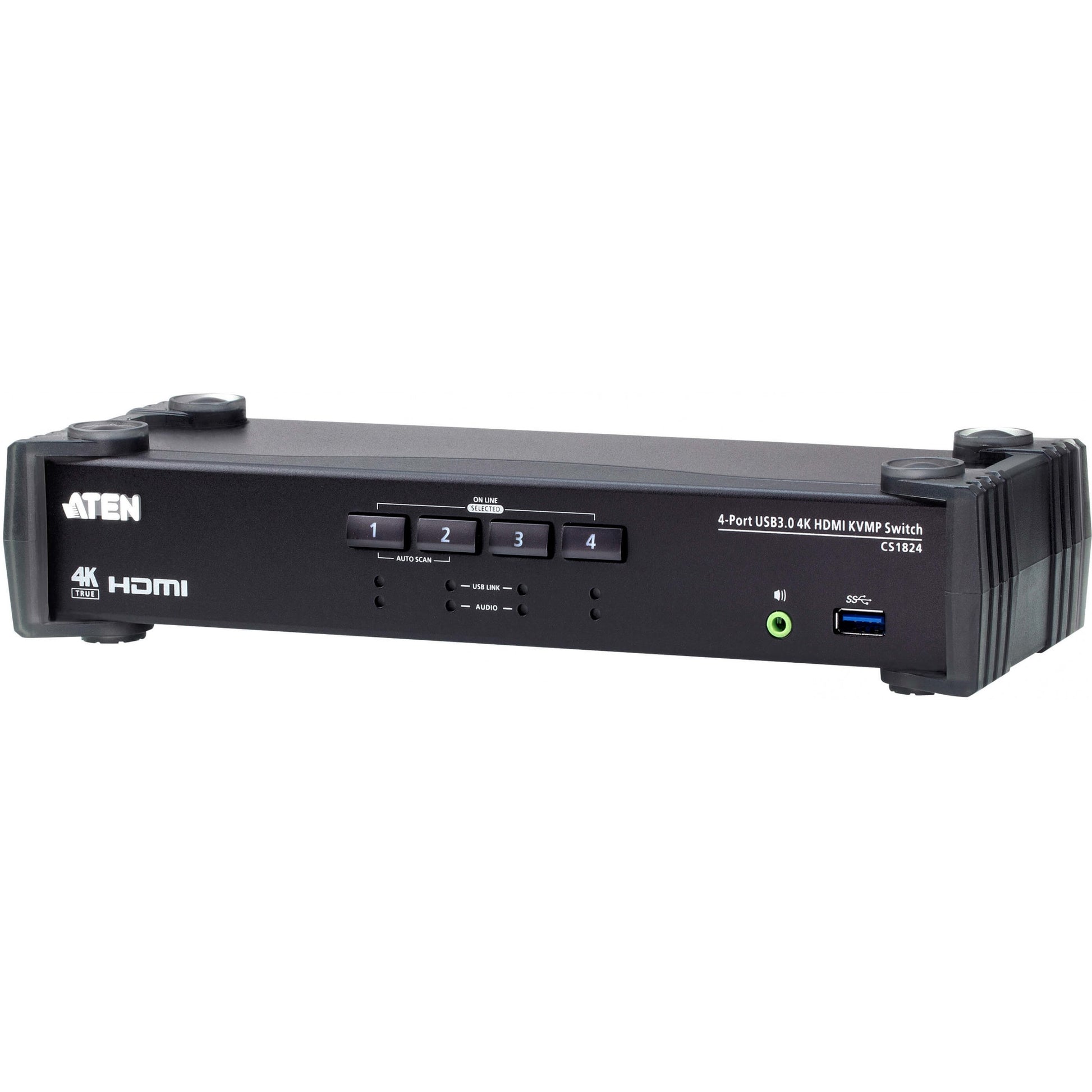 ATEN 4-portni USB 3.0 4K HDMI KVMP™ prekidač sa audio mikserom. 4096 x 2160 piksela. 4K Ultra HD. 2.535 W. Crni.