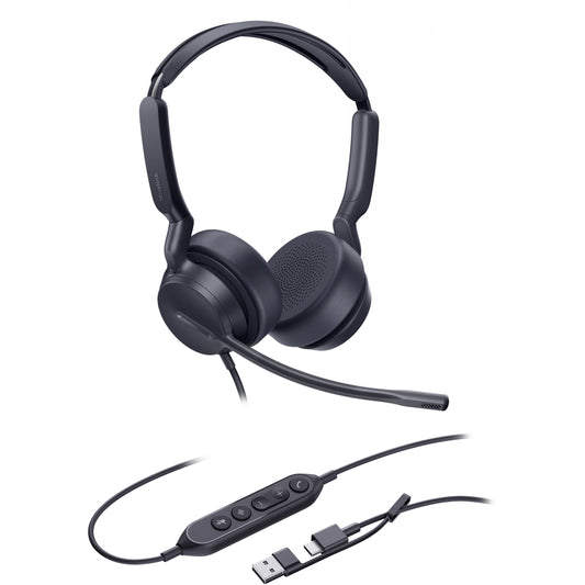 Yealink Dual UC slušalice sa USB-C/A priključkom. Žične. Pozivi/Muzika. 20 - 20000 Hz. 160 g. Slušalice. Crne.