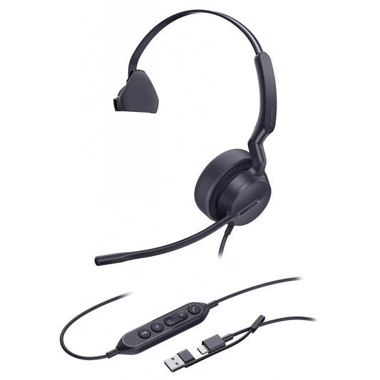 Yealink Mono UC slušalice sa USB-C/A priključkom. Žične. Pozivi/Muzika. 20 - 20000 Hz. 116 g. Slušalice. Crne.