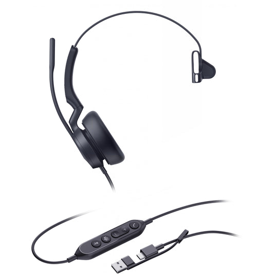Yealink UH46 Mono Teams USB-C/A slušalice. Žične. 20 - 20000 Hz. Kancelarija/Pozivni centar. 127 g. Slušalice. Crne.