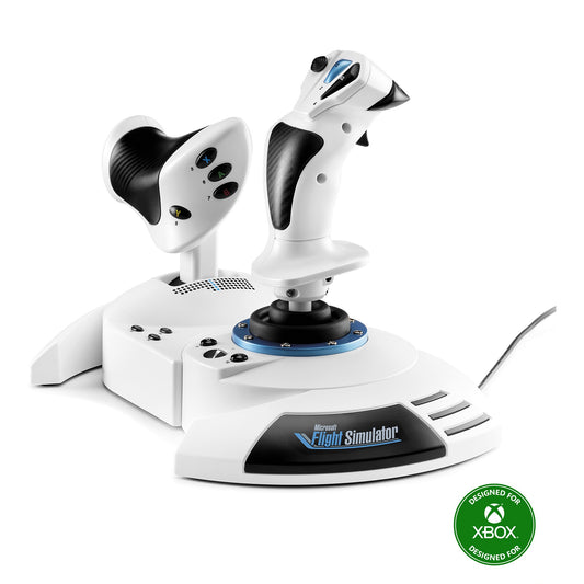 Thrustmaster T.Flight Hotas One Microsoft Flight Simulator Edition. Džojstik + ručica za kontrolu motora. Računar. Xbox One. Xbox One S. Xbox One X. Dugme za meni. Dugme za dijeljenje. Dugme za pregled. Analogni/digitalni. Žični. USB.