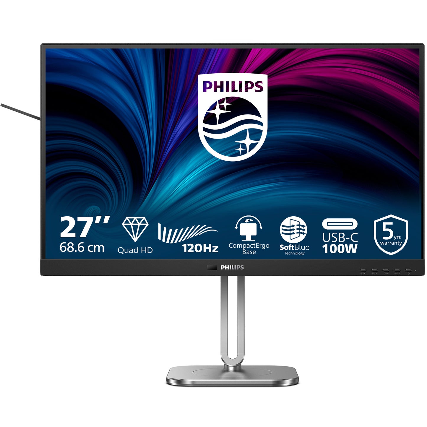 Philips 27B2U4601/00. 68,6 cm (27"). 2560 x 1440 piksela. Quad HD. LCD. 4 ms. Siva.
