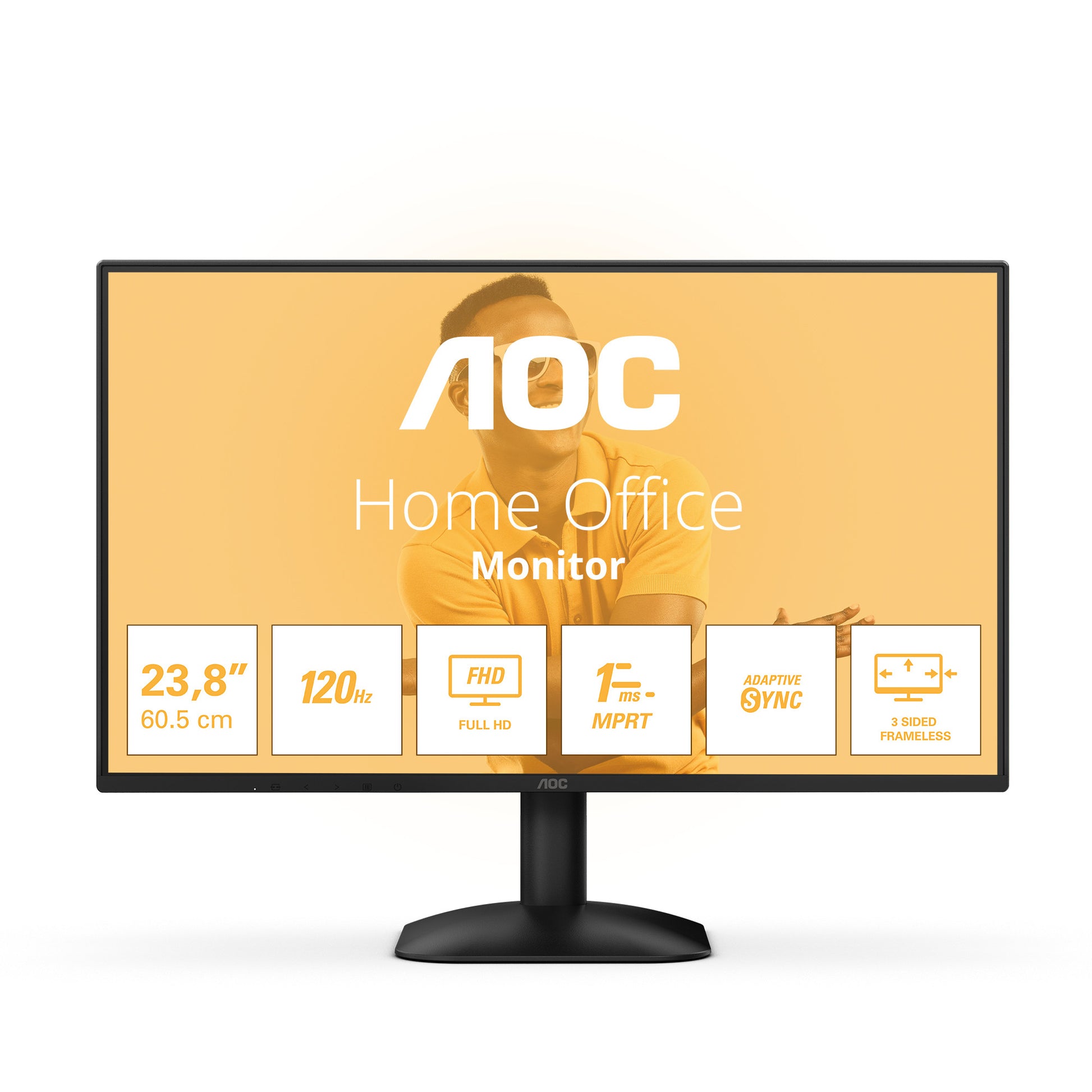 AOC 24B31H. 60,5 cm (23,8"). 1920 x 1080 piksela. Full HD. 4 ms. Crni