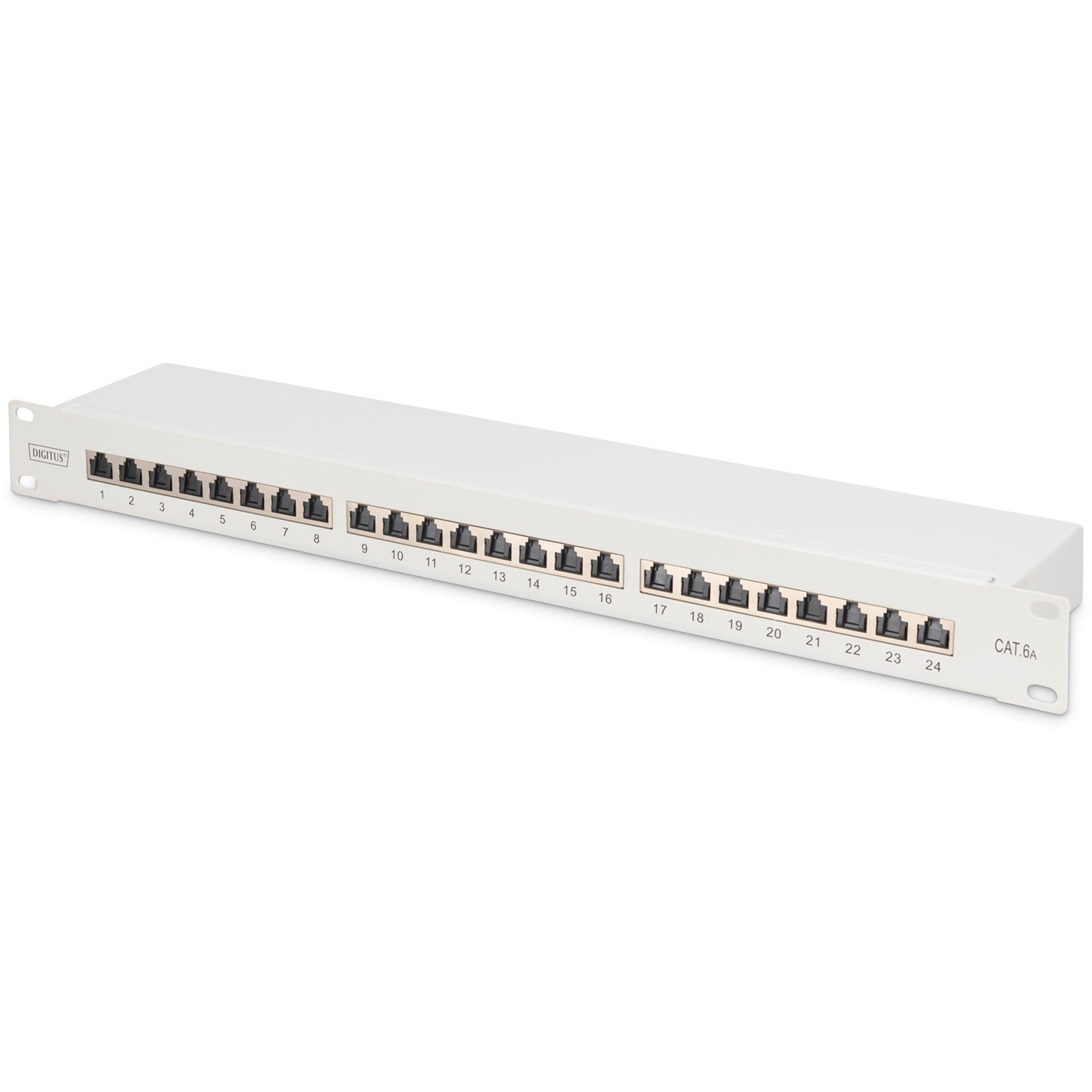 Digitus CAT 6A. Patch panel klase EA. Oklopljen. Gigabit Ethernet. Cat6a. Siva. Montaža u rack. 1U. 1,5 mm