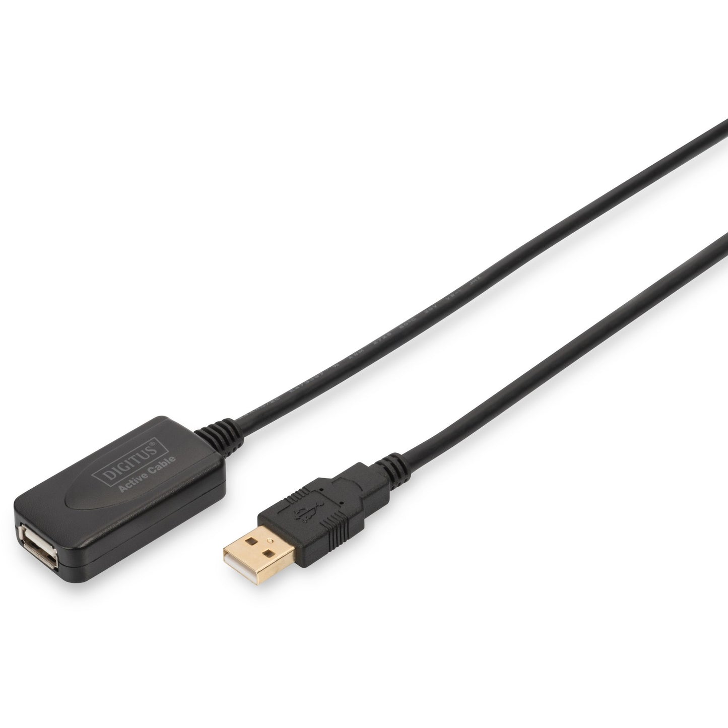 Digitus aktivni USB 2.0 produžni kabel. 5m. USB A. USB A. USB 2.0. Muški/Ženski. Crni.