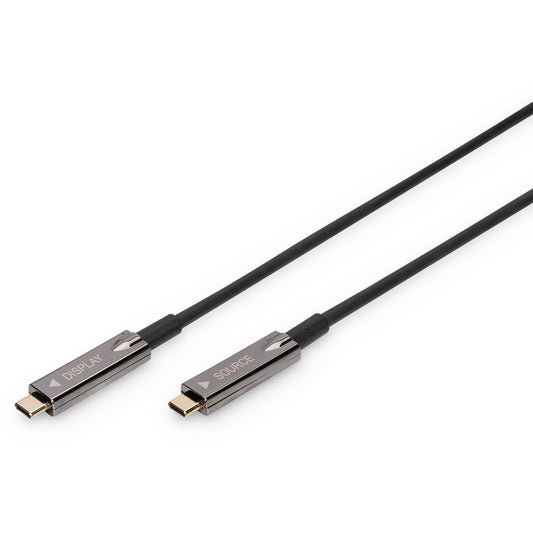 Digitus 4K USB Type-C AOC AV priključni kabel. 20 m. USB-C. USB-C. USB 3.2 Gen 1 (3.1 Gen 1). Crni.