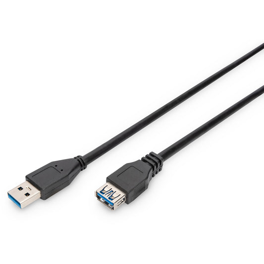 Digitus USB 3.0 produžni kabel. 3 m. USB A. USB A. USB 3.2 Gen 1 (3.1 Gen 1). Muški/Ženski. Crni.