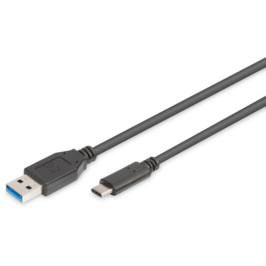 Digitus USB Type-C priključni kabel. 1 m. USB C. USB A. USB 3.2 Gen 1 (3.1 Gen 1). Muški/muški. Crni