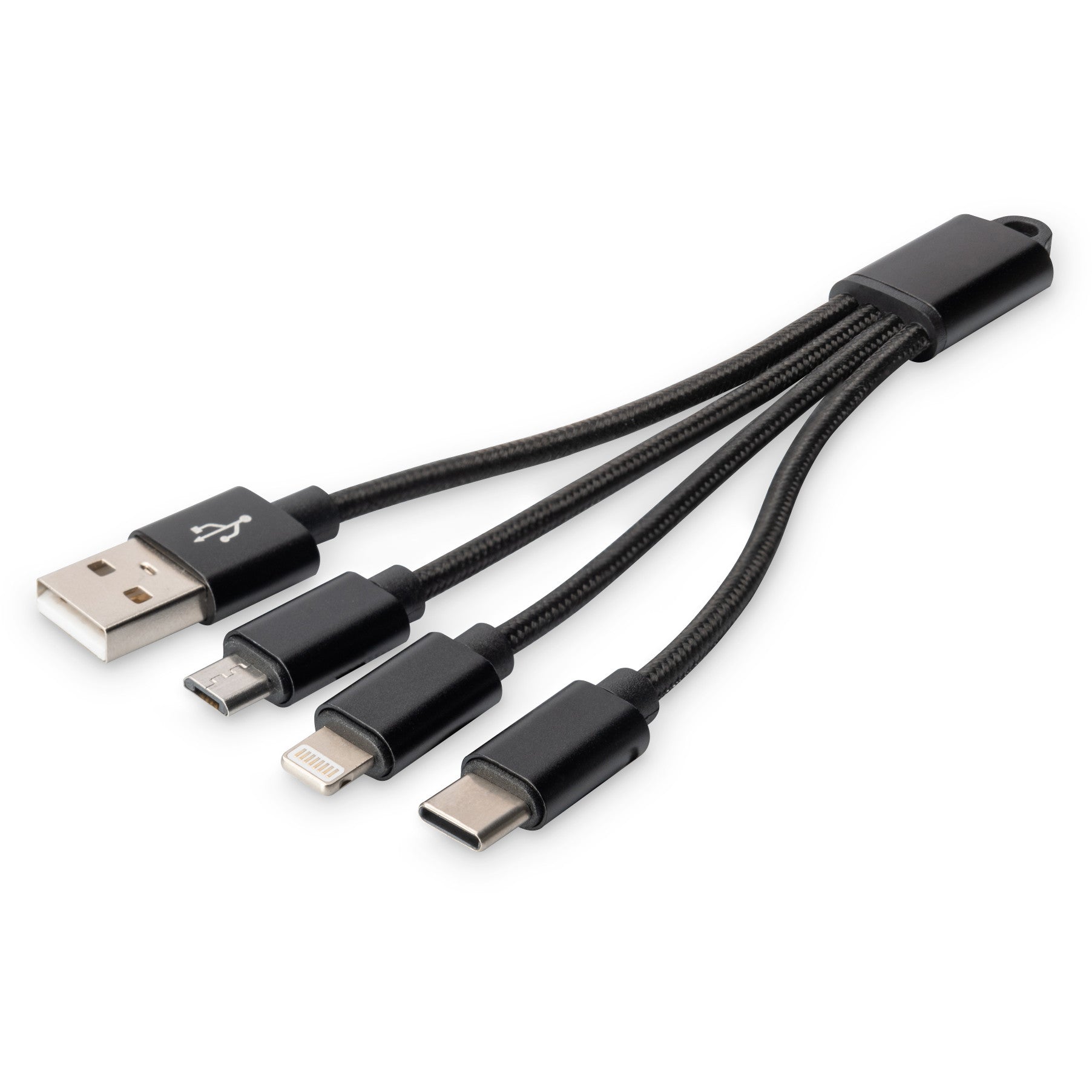 Digitus 3-u-1 kabel za punjenje. Crni. 0,15 m. Nikl. Kina. 1 komad. 235 mm