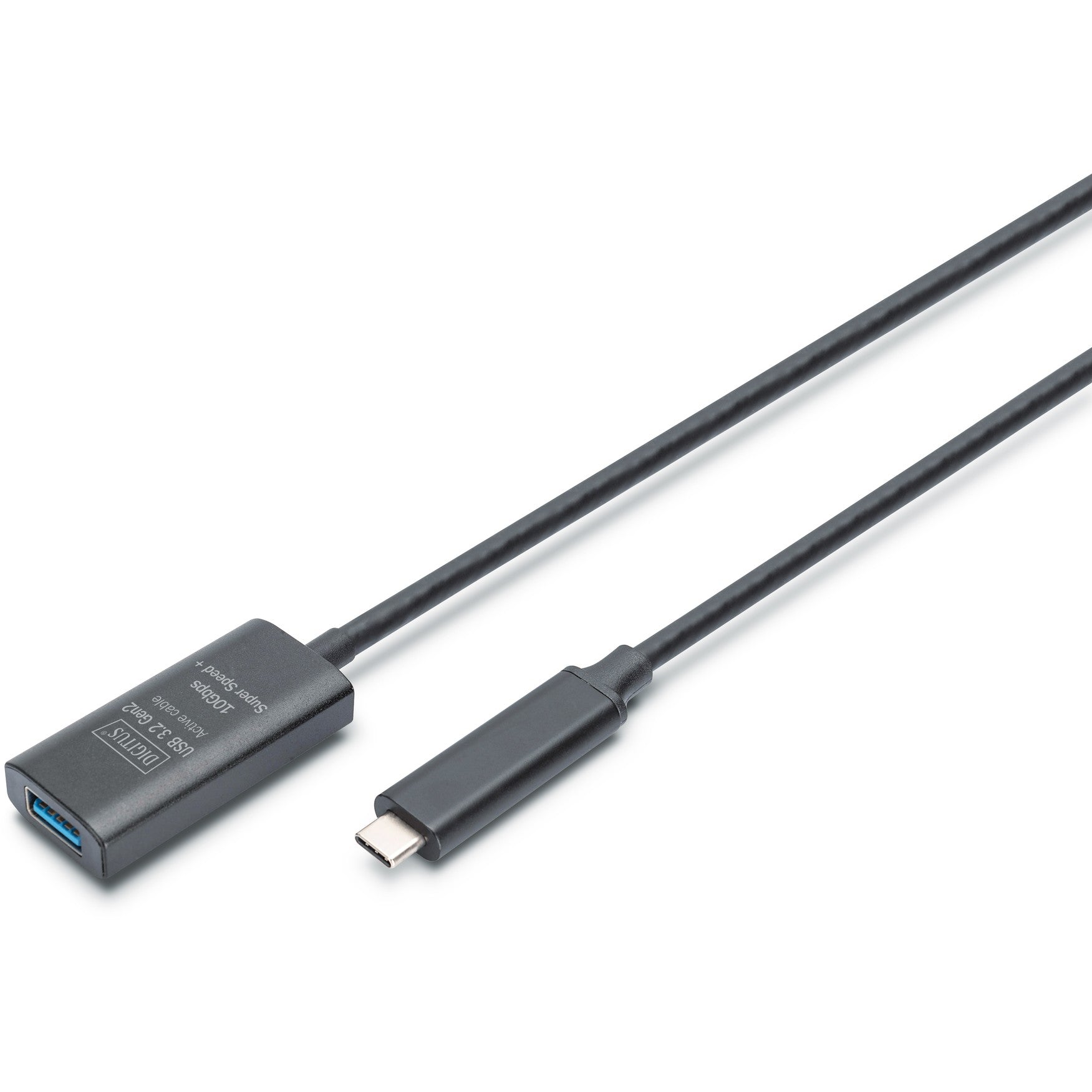 Digitus Active USB 3.2 Gen2 10G produžni kabel. USB-C na USB-A. 5m. 5m. USB C. USB A. USB 3.2 Gen 2 (3.1 Gen 2). 10 Gbit/s. Crni