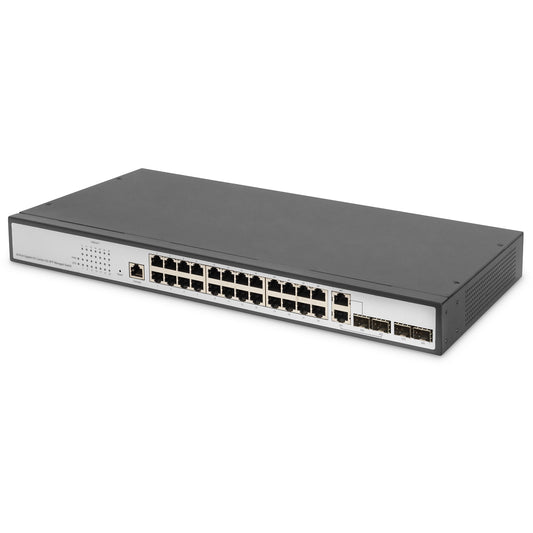 Digitus 24-portni gigabitni prekidač. 19 inča. Upravljani. 2 uplinka. Upravljani. L2. Gigabit Ethernet (10/100/1000). Ugradnja u rack.
