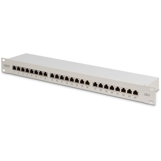 Digitus CAT 6. Patch panel klase E. RJ-45. Cat6. Siva. Montaža u rack. 1U. LSA.