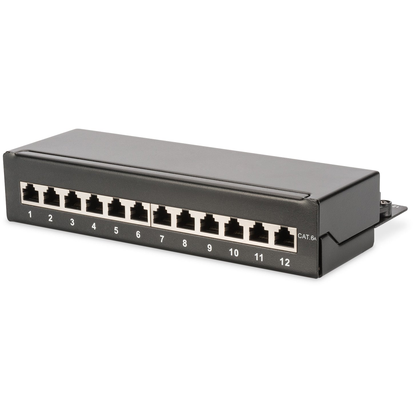 Digitus Desktop CAT 6A Klasa EA patch panel. Oklopljen. Crna. 10 Gigabit Ethernet. RJ-45. Crna. Pocinčani čelik. SECC. 175 mm. 6 cm