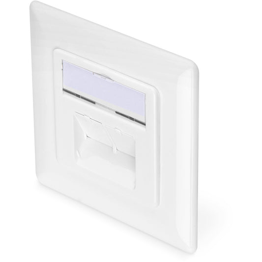 Digitus mrežna utičnica CAT 6A klase EA. Kompatibilna s dizajnom. Oklopljena. Ugradbena. 2 x RJ-45. 1 modul. 6A. 500 Mbps. Bijela. Metalna.