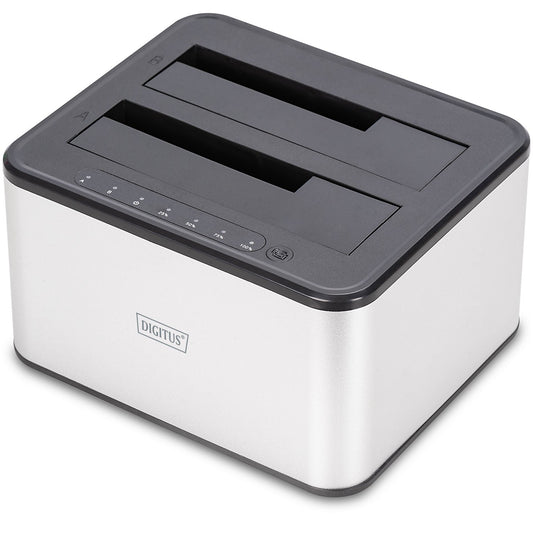 Digitus USB 3.0 Dual SATA HDD priključna stanica 2.5"/3.5". HDD. SSD. SATA. Serial ATA II. Serial ATA III. 2.5"/3.5". USB 3.2 Gen 1 (3.1 Gen 1) Tip-B. Crna. Bijela. 6 Gbit/s