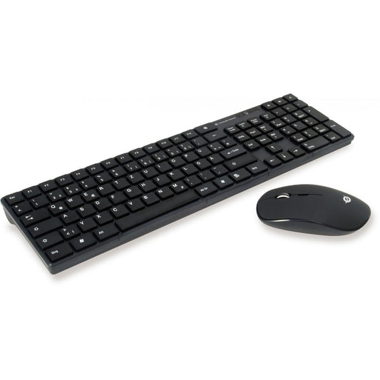 Conceptronic ORAZIO bežična tastatura i miš. Njemački. Puna veličina (100%). Bežični. RF bežični. QWERTZ. Crna. Miš uključen.