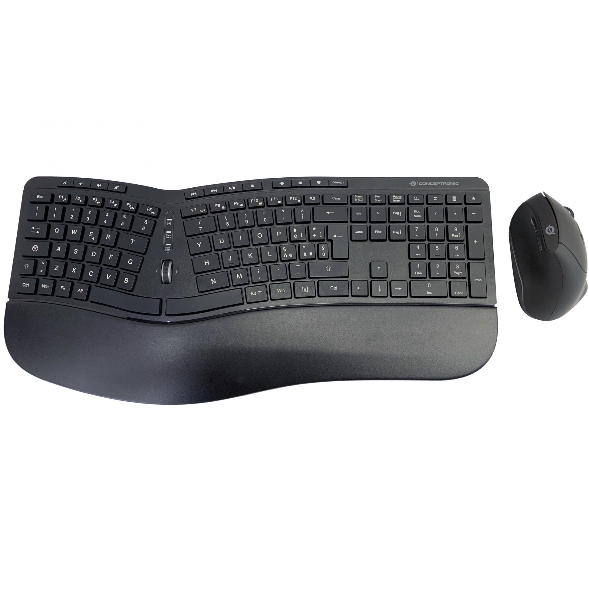 Conceptronic ORAZIO02IT. Puna veličina (100%). Bežični. RF bežični. QWERTY. Crni. Miš uključen.