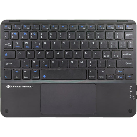 Conceptronic TOBIN01BIT 10-inčna Bluetooth tastatura sa touchpadom. Italijanski QWERTY raspored. Bez deset tastera (80-87%). Bežična. Bluetooth. QWERTY. Crna.