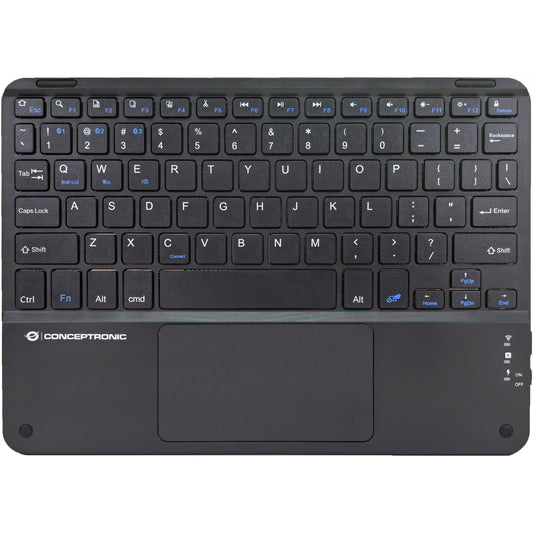 Conceptronic TOBIN01BUS 10-inčna Bluetooth tastatura sa touchpadom. QWERTY EN (SAD). Bežična tastatura (80-87%). Bežična. Bluetooth. QWERTY. Crna.