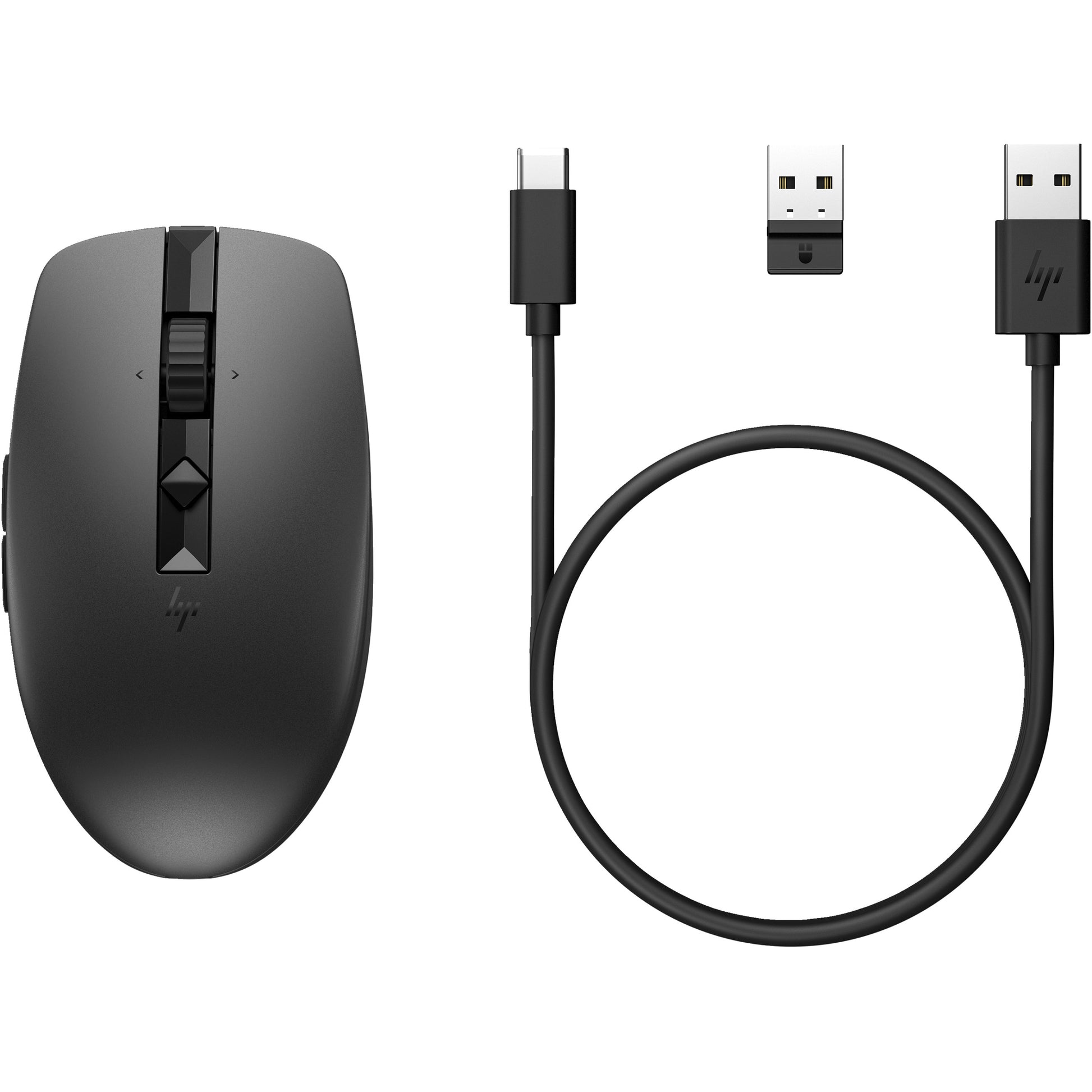 HP 710 punjivi tihi miš. Za obje ruke. RF bežični + Bluetooth. 3000 DPI. Crni.
