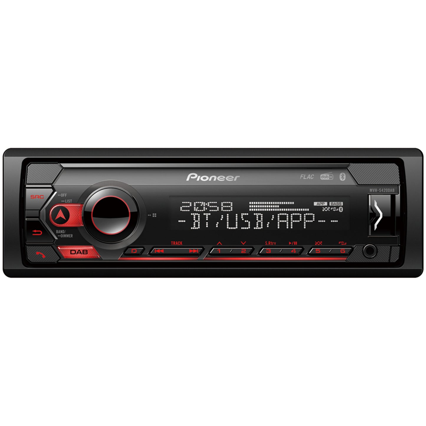 Pioneer MVH-S420DAB. Crni. 1 DIN. 200 W. 4.0 kanala. 50 W. 4 oma.