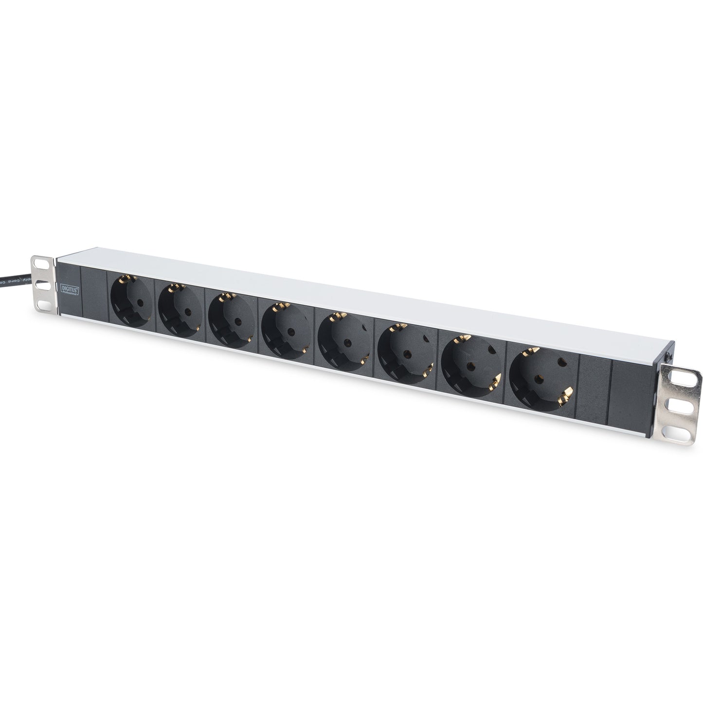 Digitus produžni kabel s aluminijskim profilom. Utičnica s 8 izvoda i uzemljenjem. Kabl od 2 m s uzemljenjem. Crna.