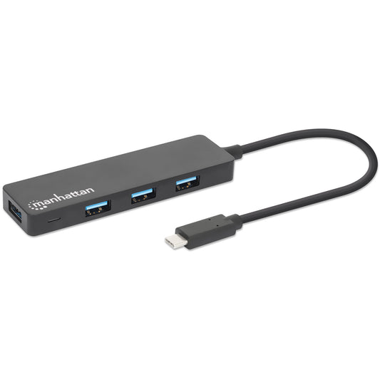 Manhattan 4-portni USB 3.2 Gen 1 Hub. USB-C priključak na 4 x USB-A utičnice. Brzina prijenosa podataka od 5 Gbps. Napajanje putem USB-a. Crna. USB 3.2 Gen 1 (3.1 Gen 1) Tip-C. USB 3.2 Gen 1 (3.1 Gen 1) Tip-A. 5000 Mbps. Crna. Akrilonitril butadien stiren (ABS). 0,135 mm
