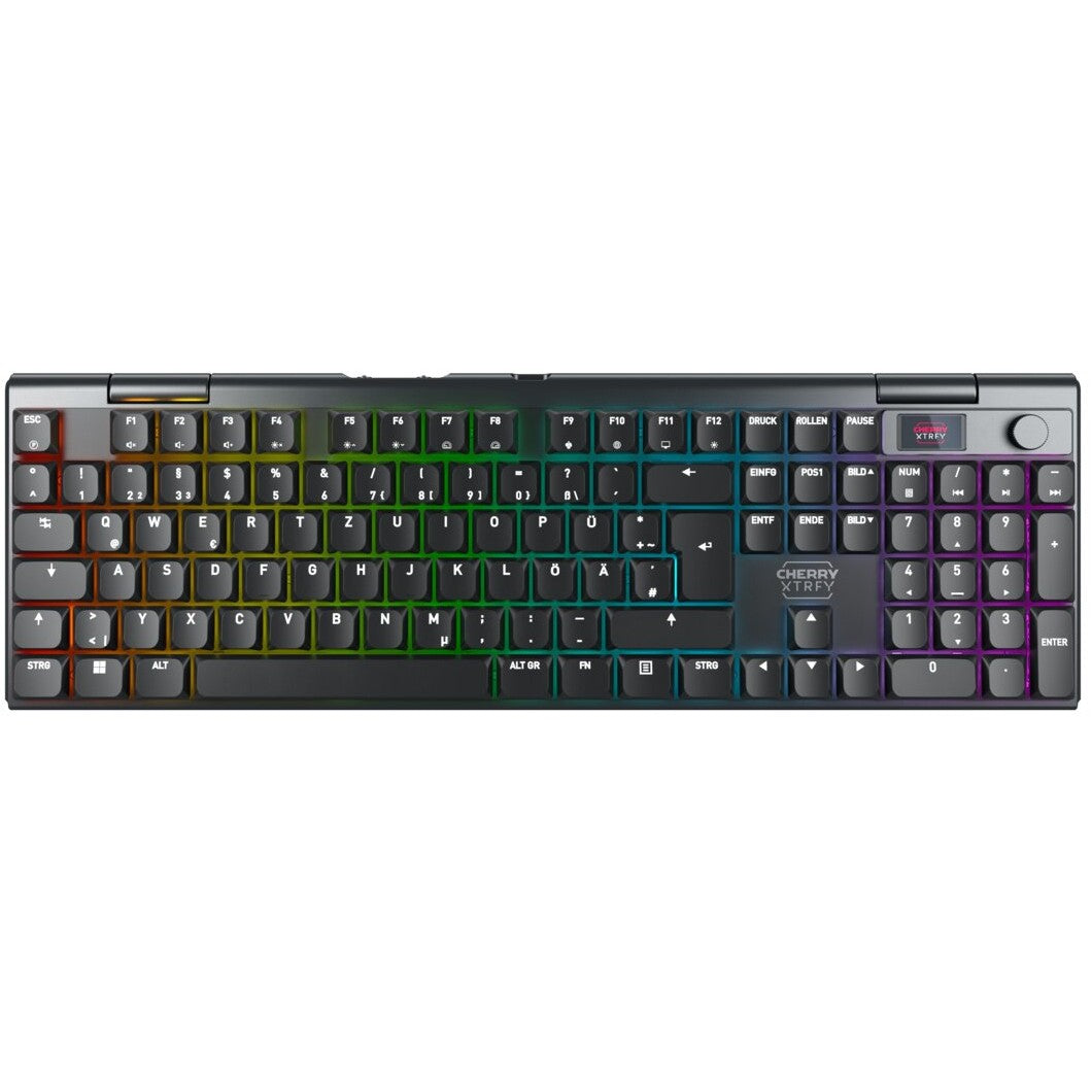 CHERRY XTRFY MX 10.1 bežične. Žične i bežične. USB + RF bežične + Bluetooth. Mehanička tastatura. QWERTZ tipke. RGB LED. Crna.