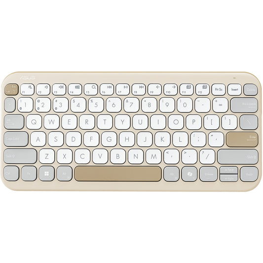 ASUS Marshmallow tastatura KW100. 75%. Bežična. Bluetooth. Makazasti prekidač. QWERTY. Bež. Siva. Bijela.