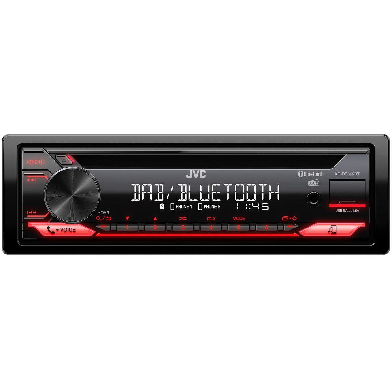 JVC KD-DB622BT. Crni. 1 DIN. 200 W. 4.1.2 kanala. 50 W. CD.
