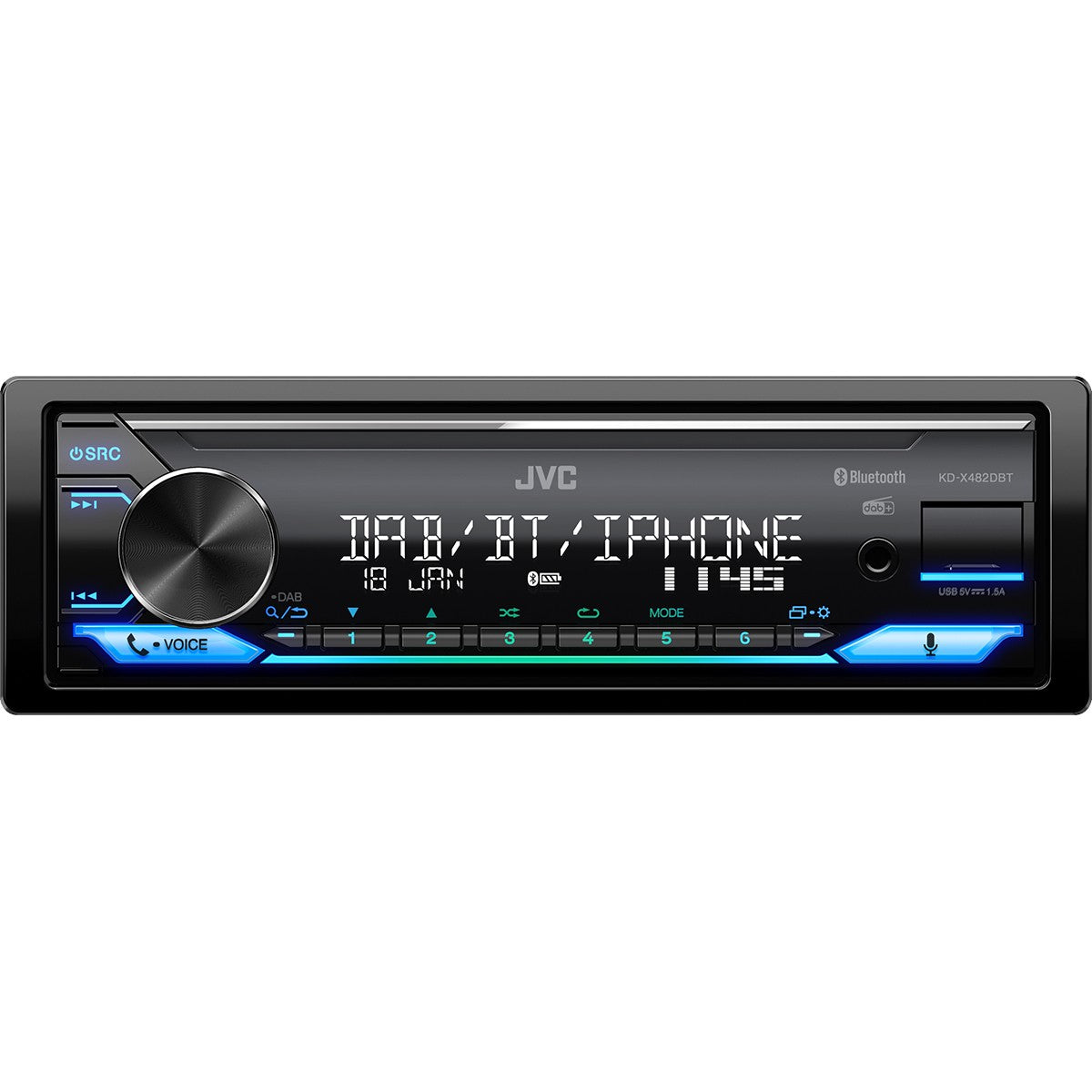 JVC KD-X482DBT. Crni. 1 DIN. 200 W. 7.1 kanala. 50 W. Rotacijski regulator.
